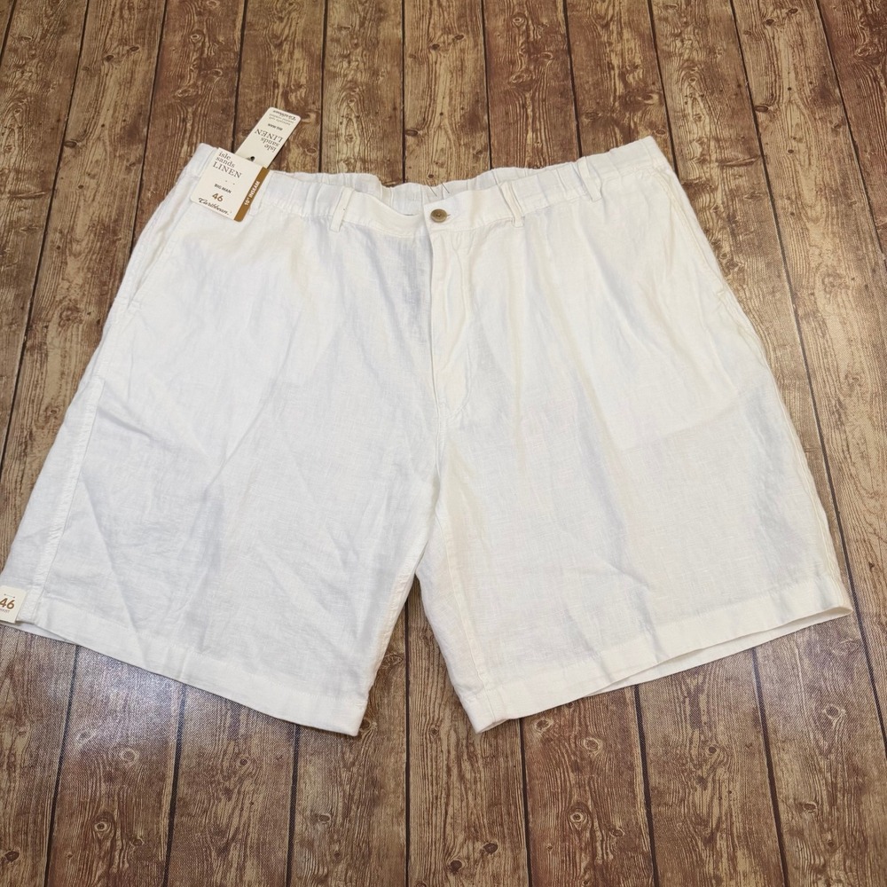 Caribbean Isle Sands Linen Shorts Mens Size 46 White Big Man Breathable NWT